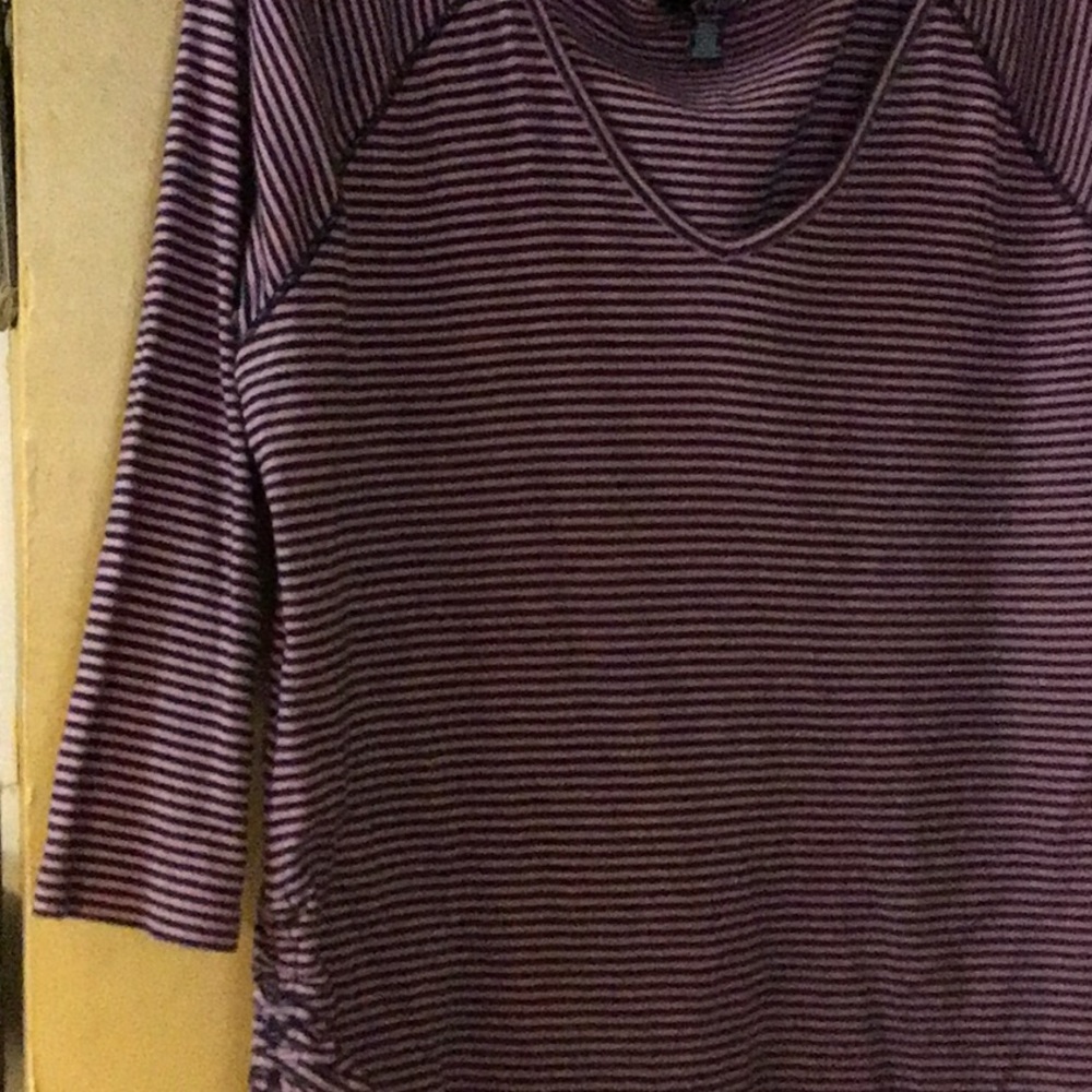 CHAPS - woman's, V neck, 3 quarter length sleeves, tee, sz XL stripes